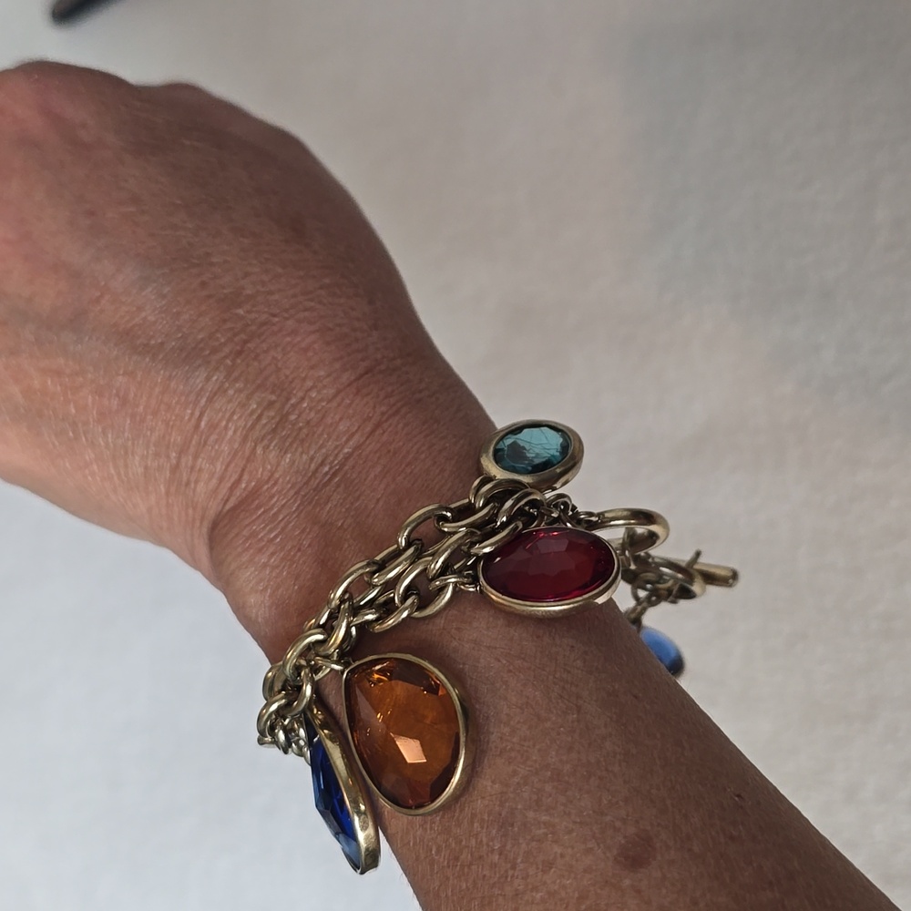 Elegant Gold Multi-Color Charm Bracelet - Picture 4 of 4